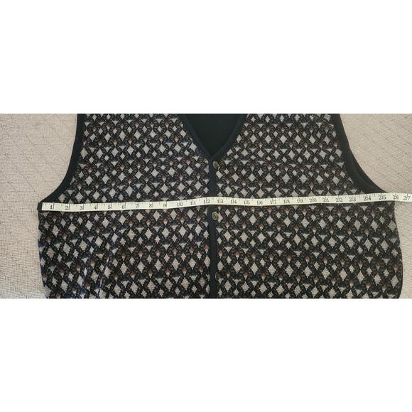 Florence Tricot Italian Vtg Brown, Black & Tan Geometric Wool Blend Vest Mens XL - Picture 5 of 9